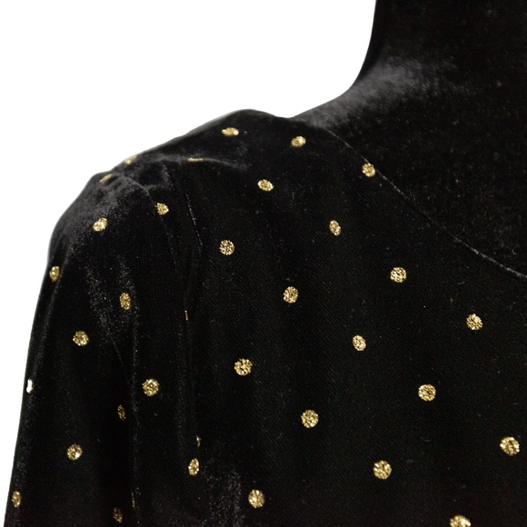 SEZANE Adelma Midi Dress in Black Velvet with Glitter Polka Dots - Size 6 - Picture 7 of 16